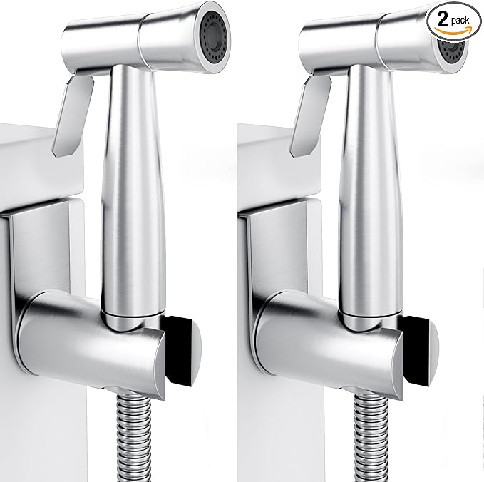 Purrfectzone 2 Pack Bidet Sprayer for Toilet, Handheld Bedet Shower Kit, Easy-to-Install Toilet Bidet Shattaf, Hand Held Stainless Steel Bedet with Adjustable Flow, handheld Cloth Diaper set