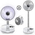 8 inch Portable Fan-Battery Operated Fan, Oscillating Rechargeable Fan with 20000mAh, Remote Control LED Lights, 72HR Run Time, Outdoor Portable Foldable Fan for Camping＆travel (White