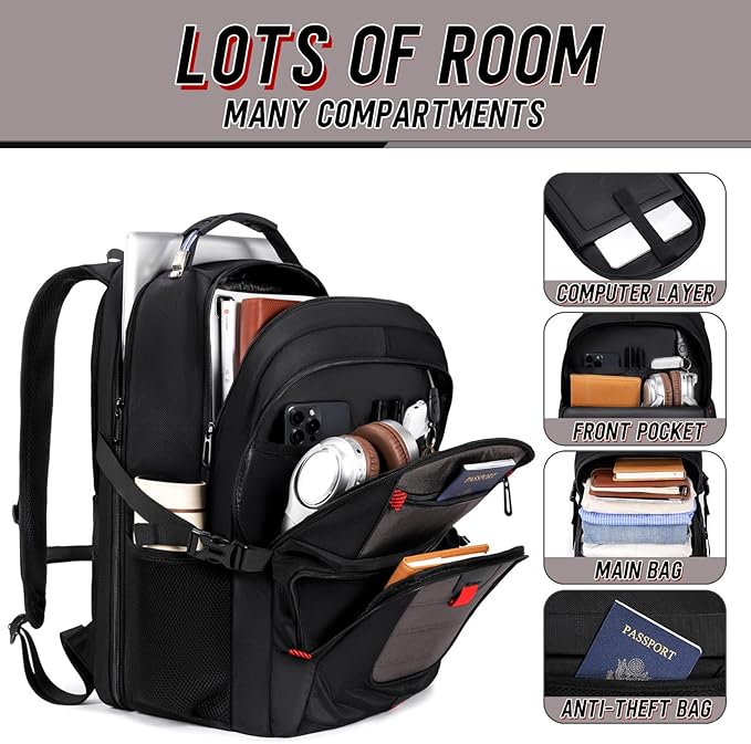 Z-MGKISS 18.4 Large Travel Backpack, USB Computer Bagpack Fits 18.4 Inch Laptop, Business Backpack for Men, TSA Flight Approved, Laptop Backpacks, Grey