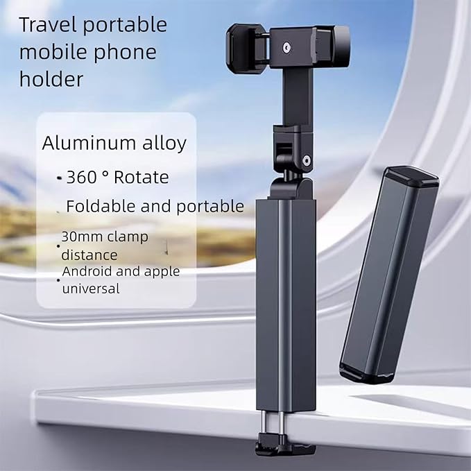Phone Holder for Airplane Seat Back, Travel Essentials Hands-Free Phone Mount for Airplane Tray Table, Portable Lightweight Phone Stand for Mobile Phones
