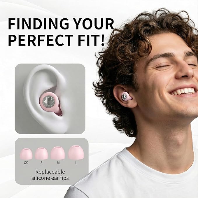 Ear Plugs for Sleeping 45DB Noise Cancelling: Ultra-Comfy Reusable Noise-Reducing Earplugs for Sleeping & Travel & Work Hearing Protection Earbuds with 8 Tips(XS,S, M, L Size)