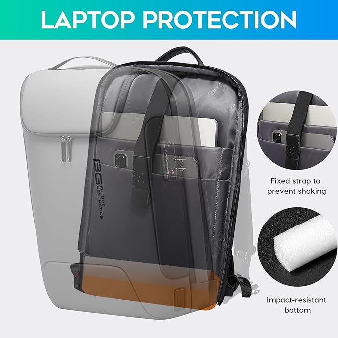 BANGE Anti-Theft Backpack with USB Charging Port for Men, 17.3 Inch Business Laptop Backpack, TSA Approved Lock & Waterproof Zippers, Large Travel Computer Bag