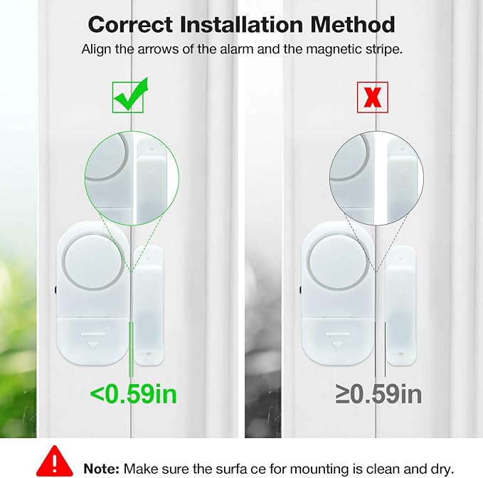 Door Window Alarm, 90DB Door Alarms for Kids Safety, Door Window Burglar Alarm-Window Pool Alarms for Home Security (2 Pack)