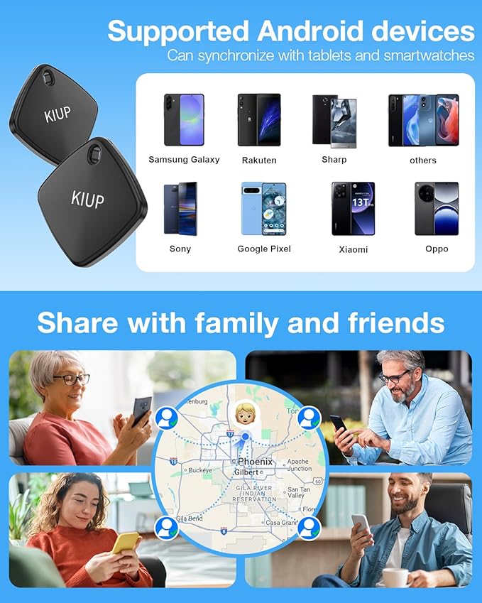 Air Tags for Android,Air Tags-4 Pack Android,2 Year Battery Life,Air Tracker Tags with 4 Case,Google Find Trackers for Google'S Find Hub App,IP65 Waterproof Luggage Tracker for Keys,Wallets,Suitcases