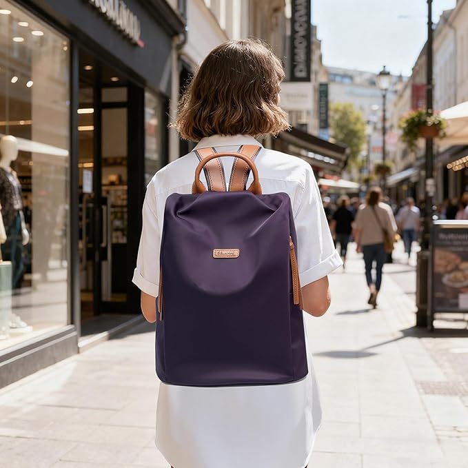 Women's Backpack Purse Nylon Anti-theft Casual Water Resistant Lightweight Small Shoulder Bags 2026 for Travle Cute Fashion Camping Bag for Work Daily Going Out Dackpack Ladies Dark Purple