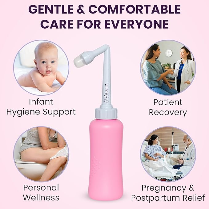 Portable Bidet for Travel 500ml (17oz), Large Capacity Peri Bottle, Compact, Easy-to-Use, Leak-Resistant Travel Bidet Made from ABS Plastic, Feminine Hygiene for Comfort and Freshness