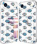 Compatible with iPhone 17 Air Case Card Holder for Women Cute Design,Wallet Phone Cases Transparent Cool Kawaii Protective (Clear Blue Evil Eyes)