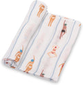 LollyBanks Swaddle Blanket, 100% Cotton Muslin, Soft Baby Blanket 47 x 47 Inches, Neutral for Boys & Girls, Registry (Swimming/Sports Print)