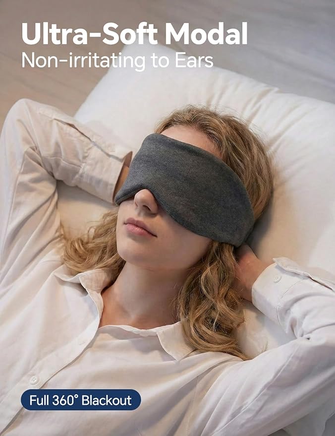 Sleep Mask for Women Men,Soft Zero Pressure Modal Material Eye Mask for Sleeping Blindfold,Blackout Full Eye Covers with Adjustable Velcro Strap for Side Sleeper Night Sleeping, Travel Essentials