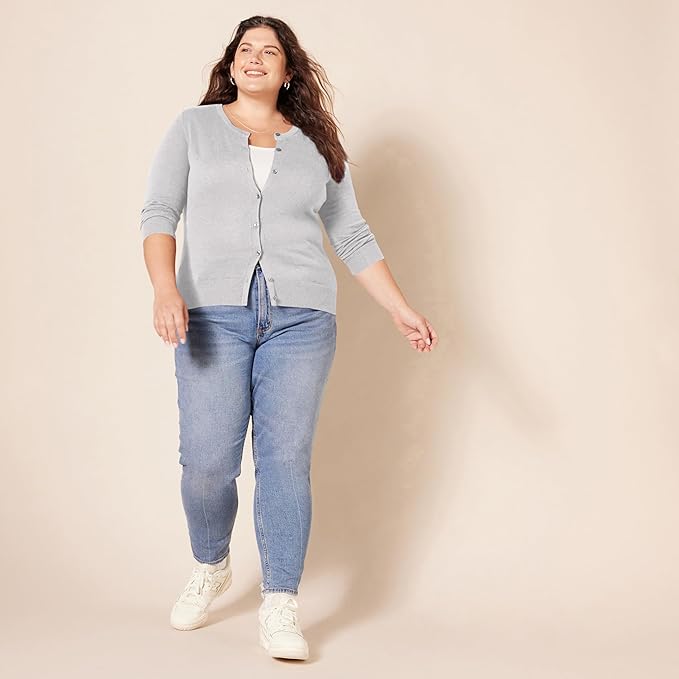 Amazon Essentials Women's Lightweight Crewneck Cardigan Sweater (Available in Plus Size)