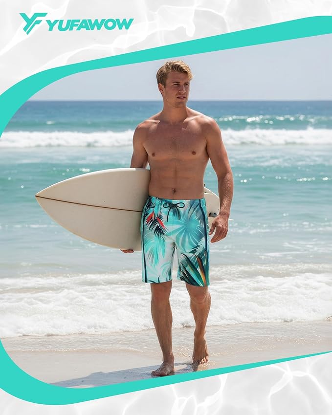 Men Swim Trunks 9 Inch with Mesh Lining Breathable Quick Dry Drawstring Pockets for Summer Beach Pool Board
