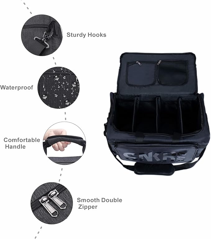 Shoe Bags for Travel Sneaker Travel Bag Shoes Duffel Bags Waterproof Gym Sports Luggage Sneakerhead Bag for Men with 3 Adjustable Dividers fit 4 Pairs Heavy Duty Travel Accessories(black)