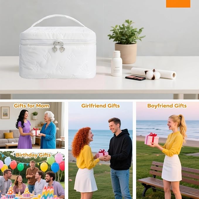 Makeup Bag Toiletry Bag for Women, Waterproof Material with Handle, Can Accommodate Toiletries, Makeup Brush Accessories（White）