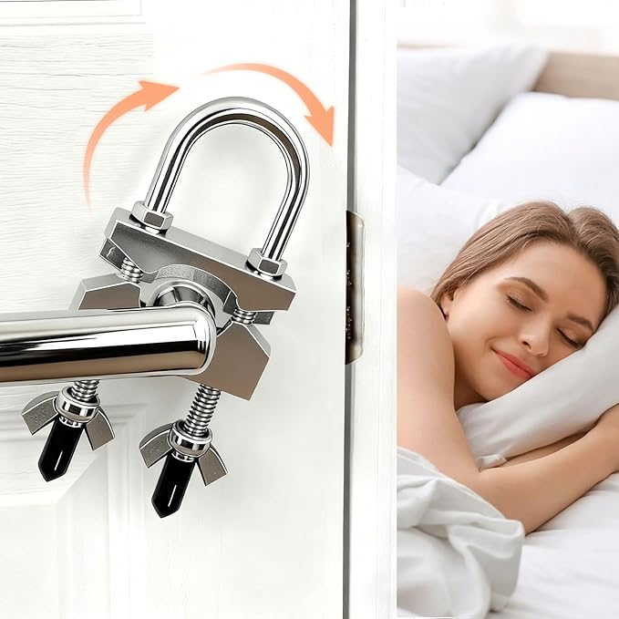 Portable Door Lock for Travel, Heavy Duty Security Lock for Outward Opening Doors, Adjustable Stainless Steel Safety Device for Hotel Room/Home/Apartmen