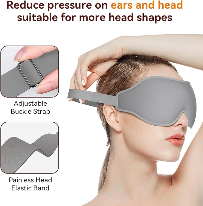 EVA BELLE Sleep Mask, Light Blocking Eye Sleeping Mask for Women Men, Adjustable 3D Memory Foam, Adjustable