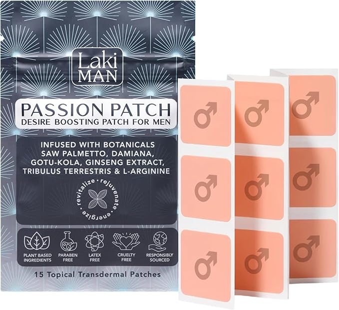 Laki Naturals Passion Patch for Men (1 Count, Pack of 15) – Supports Circulation, Vitality, Vigour and Energy with Natural Ingredients – Non-Habit Forming, Time-Released Men’s Health Wellness Patches