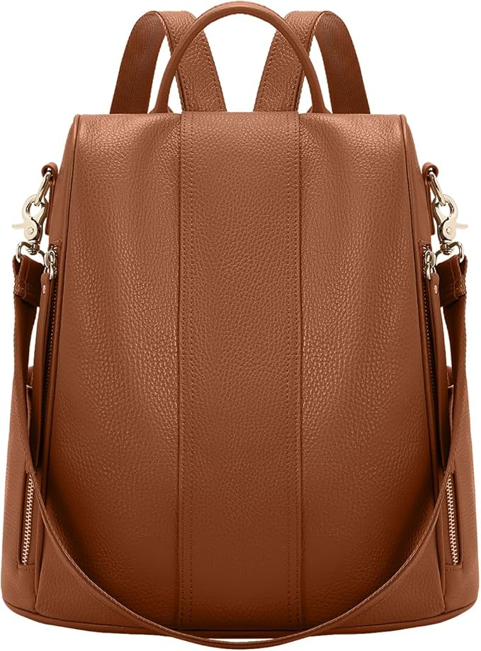 Leather Backpack Purses, Anti-theft Genuine Leather Backpack Bags for Women, Large Capcacity Fashion Convertible Shouler Bags for School Travel Daily