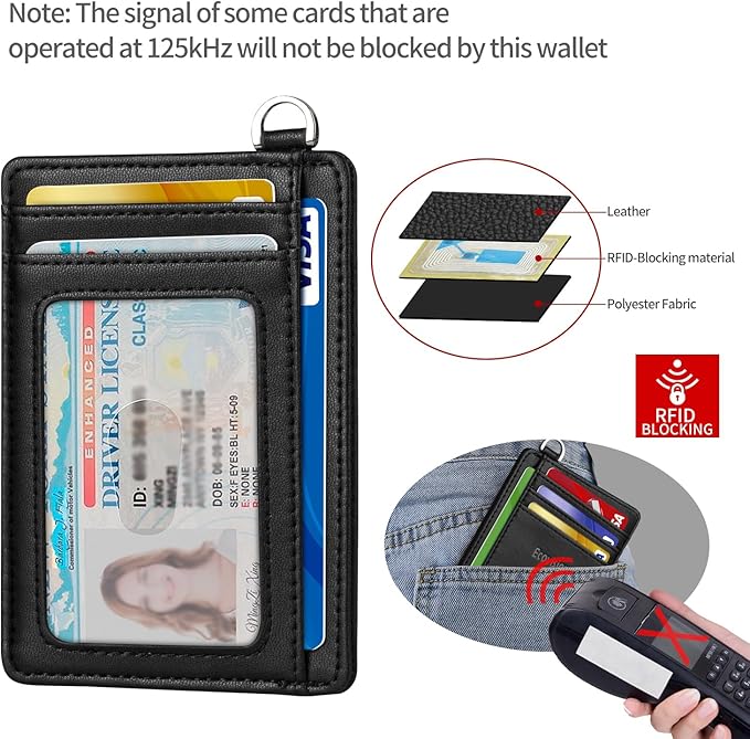 EcoVision Slim Minimalist Front Pocket Wallet, RFID Blocking Credit Card Holder Wallet with Detachable D-Shackle for Men Women