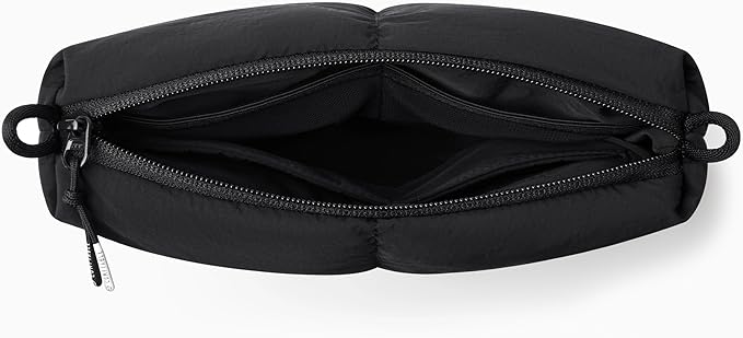 Comfyable Puffy Electronics Organizer Travel Case, Cute Tech Pouch for Women Men, Cable Storage Bag for Charger, Phone, Power Bank, Cord, Compact Tech Accessories Pouch, Black