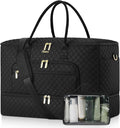 Travel Duffle Bag, Wide Open Large Weekender Bag for Women with Shoe Compartment, Carry on Overnight Bags with Toiletry Bag, Hospital Bag for Women Labor Delivery with Wet Pocket (Black)