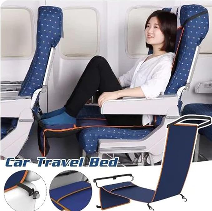 Travel Foot Hammock - Adjustable Airplane Foot Rest, Portable Sleeping Seat Extender with Soft Sturdy Fabric, Comfortable Relaxation Accessory, for Adults Men Women Teens Car Bus Train Long Trips