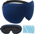 LYSIAN Cooling Sense 3D Sleep Eye Mask for Women Men, Eye Mask with Contoured Design with 5 Pair Ear Plugs, Block Light for Deep Sleep - Blue