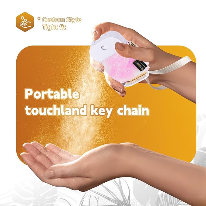 Likesing Hand Sanitizer Spray Sleeve Compatible with T0uch-land, 4 Elastic Handsanitizer Travel Size Holder with Keychain and Wrist Strap for T0uch-land Case for Glow Mist and Power Mist(Marble)