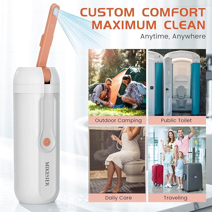 Portable Bidet for Travel, Rechargeable Electric Travel Bidet Sprayer with LED Display, 340ml Bottle Capacity, Waterproof High Pressure Handheld Travel Bidets for Men Women Cleaning