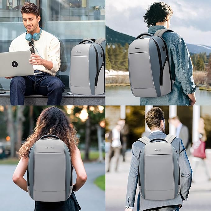 Laptop Backpack for Men,17.3 Inch Professional Backpack for Travel Carry on Flight Approved,Anti Theft Backpack with Lock and USB Charging Port(Grey)