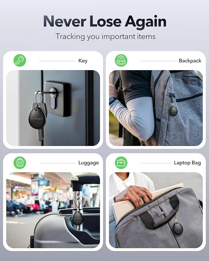 Air Tracker Tags-1 Pack for Apple Find My(iOS Only), Official MFi Certified, Smart Bluetooth Key Finder, Tracking Device for iPhone, Mini Finder Locator for Luggage, Backpack, Wallet, Bags, eBike