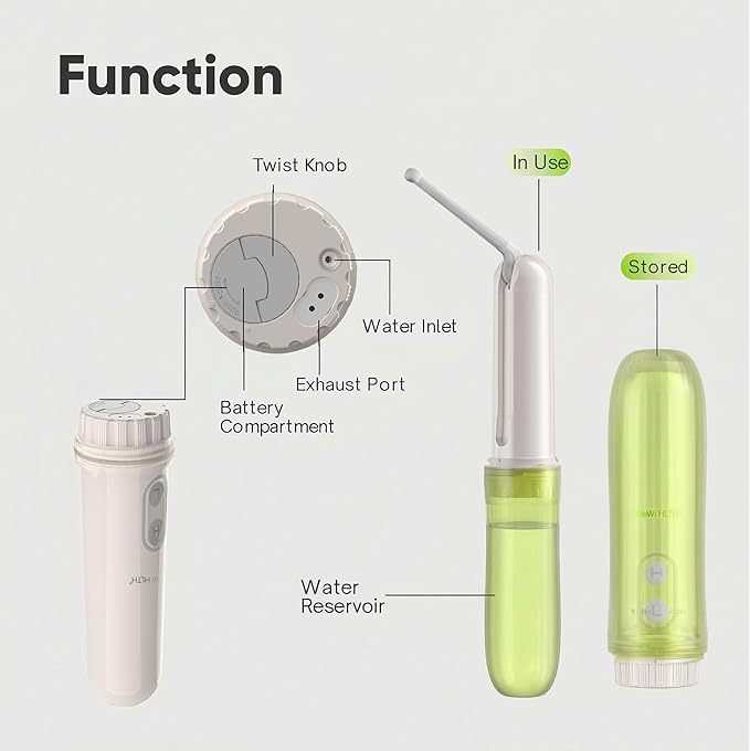 Portable Electric Bidet Sprayer - Handheld Travel Bidet with 2 Pressure Modes - Waterproof Foldable Pocket-Sized & Cordless for Bathroom Ultimate Personal Hygiene Cleaning at Home and Camping - Green