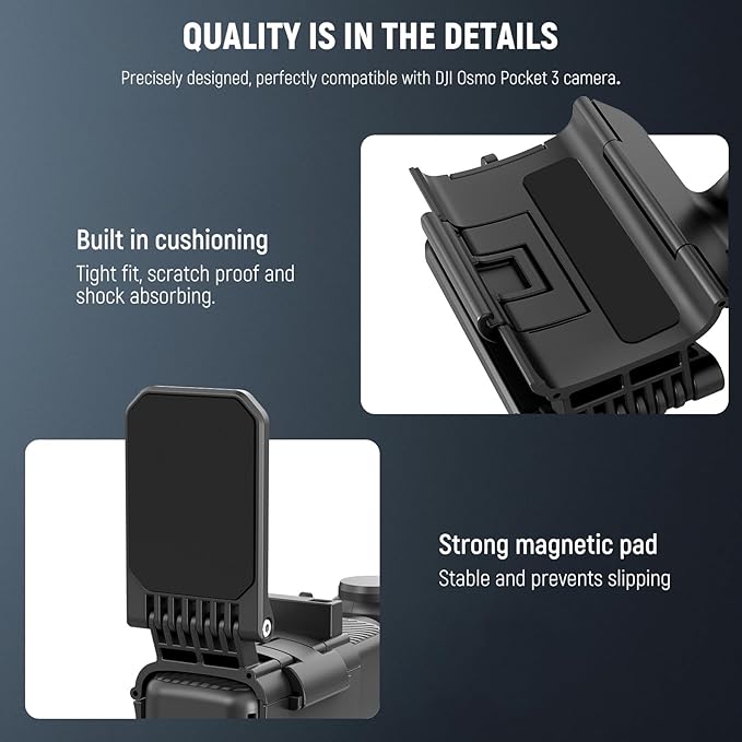 NEEWER Basics Magnetic Mount Stand Compatible with DJI Osmo Pocket 3 & Creator Combo, Multifunctional Accessories Expansion Adapter Bracket, 180° Tilt Plastic Camera Holder with Cleaning Cloth, AC015