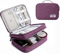 mygreen Electronics Travel Organizer Storage Bag, Double Layer Universal Traveling Gear Accessories Carrying Cover Pouch for iPad Mini Cables Phone Chargers Adapter Flash Hard Drive and More Purple
