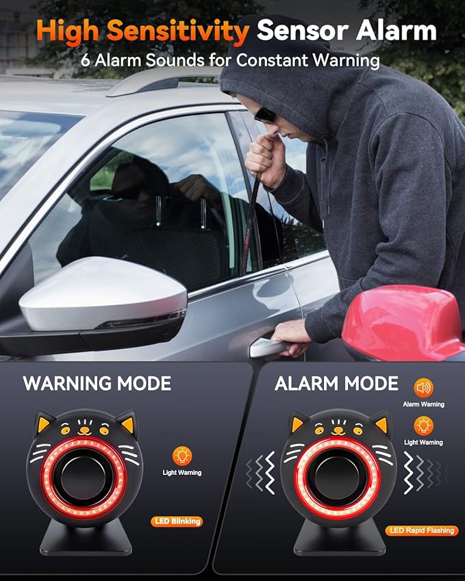 Car Alarm System, 120dB with Motion Sensor Alarm & Red Light, Wireless Remote Anti Theft Car Device, USB Rechargeable Vehicle Security Alert Security Lights for Car, RV, SUV, Truck (Upgrade 5.0)