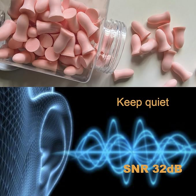 Fan Wu Soft Foam Earplugs 50 Pairs – 32dB Noise Reduction for Sleeping, Travel & Work | Small Size for Kids & Women & Petite Adults | Reusable Comfort Fit | Pink