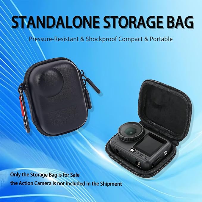 7-in-1 Accessories Kit for DJI Osmo Action 6, Included 2 Pack 9H Hardness Tempered Glass, Carrying Portable Storage Case with Carabiner Clip, Black Silicone Case