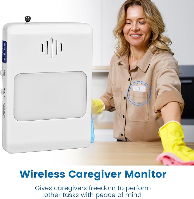 Bed Sensor Pad & Pager for Elderly Dementia Patients Caregiver Bed Alarm with 32" x 13" Motion Sensor Pad Fall Prevention for Elderly (Bed Pad)