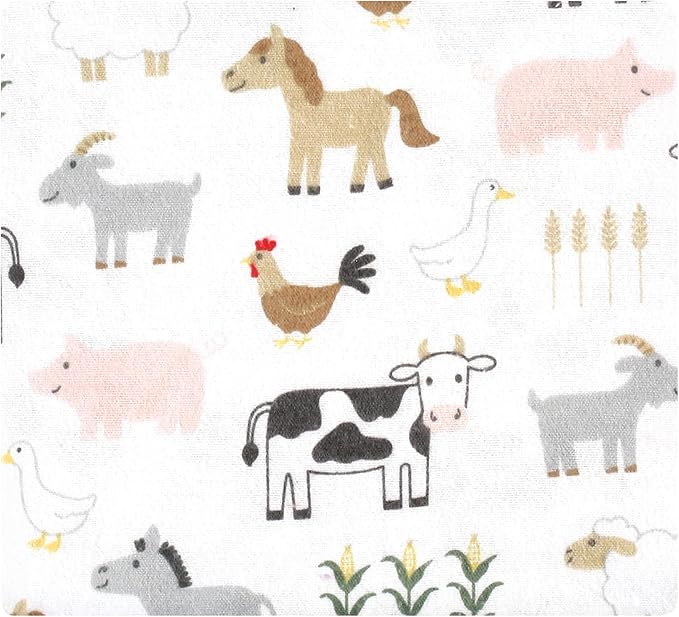 Hudson Baby Unisex Baby Cotton Flannel Receiving Blankets Bundle, Cute Farm, One Size (Pack of 2)
