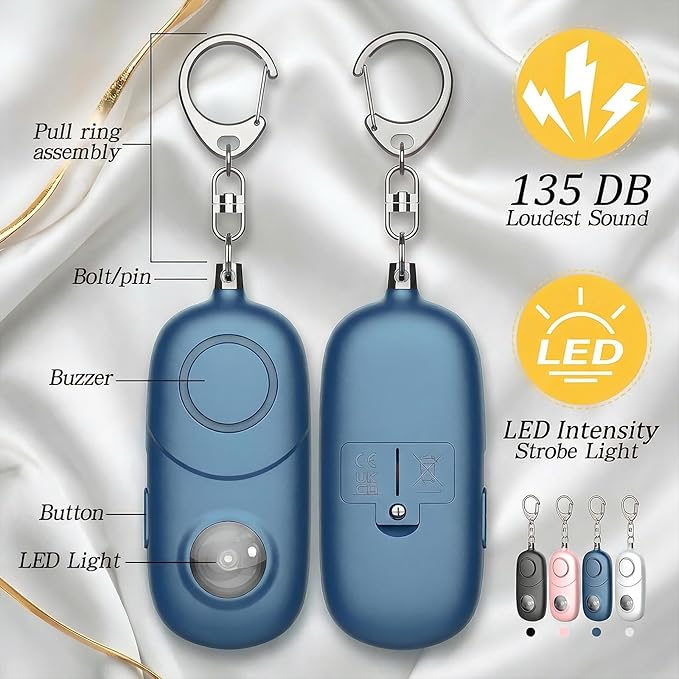 Personal Alarm for Women Keychain Alarm: Qoosea 135dB Emergency Keychain Siren with Strobe Light Loud Siren for Women Kids Students Seniors Emergency Self-Defense for Night Sports