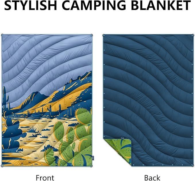 Camping Blanket,Lightweight Puffy Printed Camping Blanket Packable Outdoor Blanket for Camping,Traveling, Stadium, Hiking, Picnics
