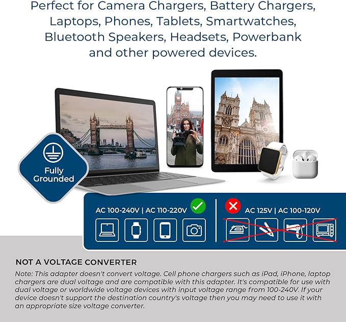 OREI UK, Ireland, Dubai Travel Plug Adapter with Dual USB - USA Input - Type G - (U2U-7), Will Work with Cell Phones, Camera, Laptop, Tablets, iPad, iPhone and More