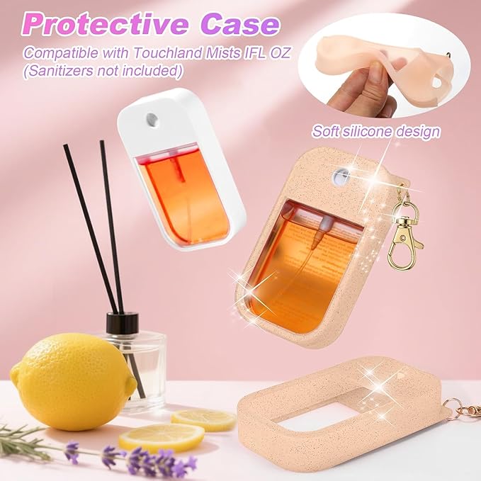 Silicone Case Compatible with Touchland Hand Sanitizer Spray, Protective Case for Power Mist and Glow Mist 1 fl oz