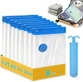 8 Pack Large Travel Vacuum Storage Bags, Portable Vacuum Seal Bags for Clothing Travel with Pump, Space Saver Bag for Luggage Suitcases Clothes Bedding Seasonal Storage