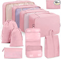 Packing Cubes 10 PCS, Mesh Breathable Luggage Organizers Bags, Packing Organizers, Durable Travel Essentials Bags Set, Travel Packing Organizers,Pink