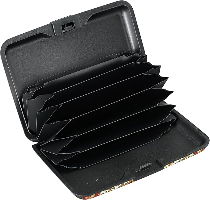 ELFISH Mini RFID Aluminum Wallet Credit Cards Holder Business Card Case Metal ID Case for Men Women(Carpet Pattern)