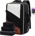 LOVEVOOK Carry on Travel Backpack, Large 40L for Men & Women Flight Approved with USB Charging Port&3 Packing Cubes, Large Suitcase Water Resistant Luggage Daypack Busi, Beige-Black