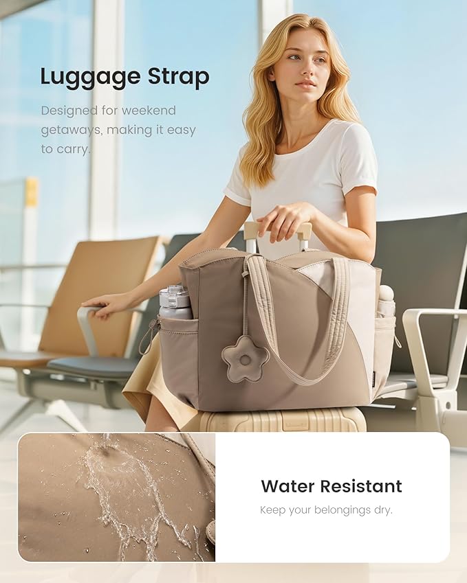 LOVEVOOK Tote Bag for Women, Puffer Work Bags with Zipper for Daily Travel College, Teacher Nurse Laptop Handbags Purses Gift
