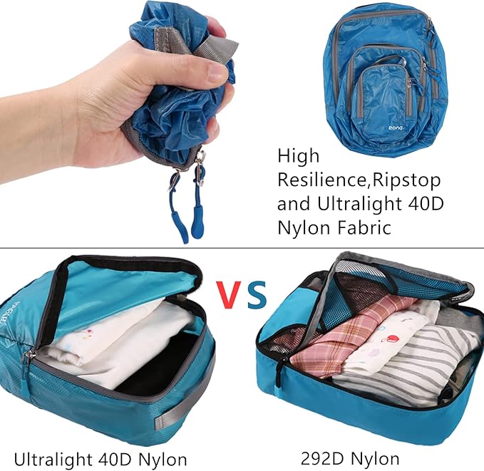 BAGAIL 5 Set Ultralight Compression Packing Cubes Travel Accessories Expandable Packing Organizers(Grey)