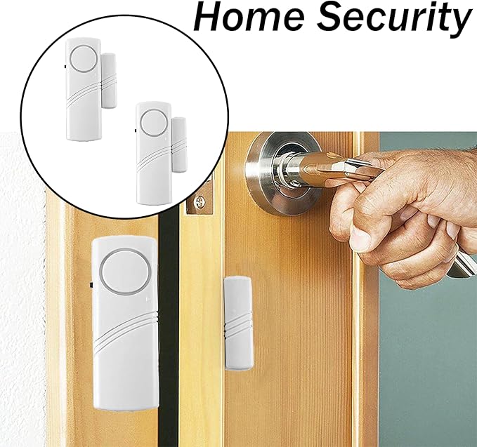 2 Pack Door Window Alarm, Magnetic Burglar Alert Sensor, Loud Door Alarms for Kids Safety, DIY for Home Security, Office Protection,Shopping Store Need AAA Battery(withoutbattery)