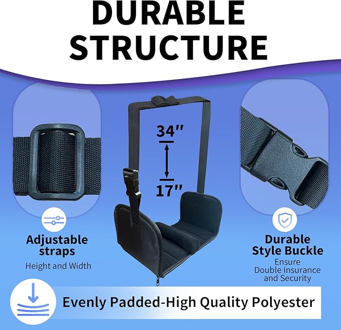 2-Piece Upgraded Airplane Footrest Hammock - Large Memory Foam Support & Adjustable Straps, Travel Essential